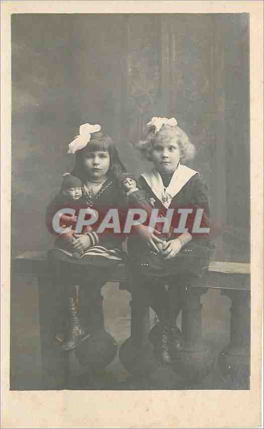 CARTE PHOTO Enfants Poupee