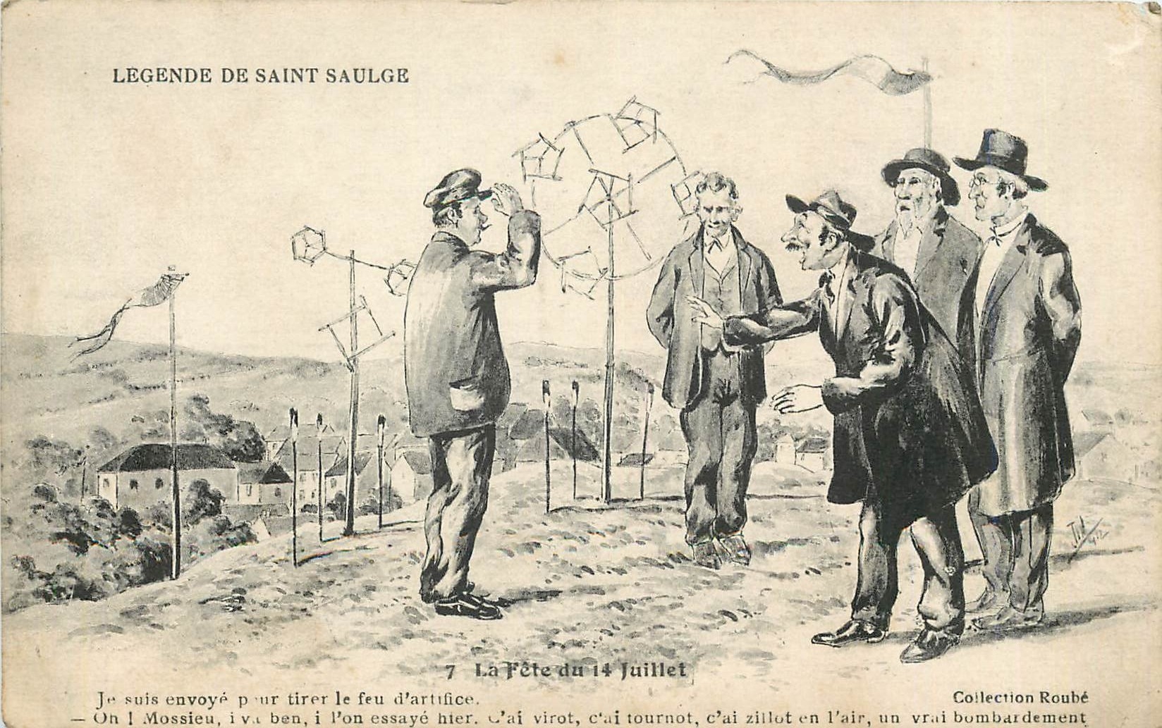 CPA Legende de Saint Saulge la fete du 14 juillet