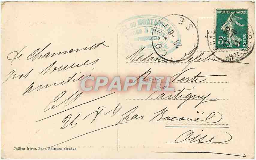 CPA Chamonix la mer de galce et l'Hotel du montenvers alt 1921 m — Verso
