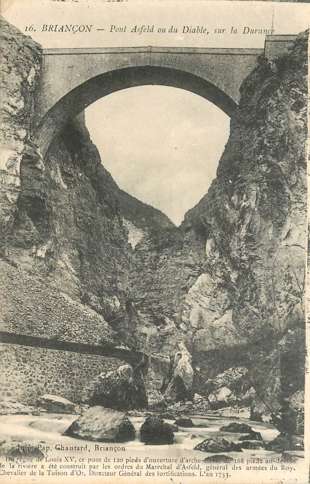 BRIANÇON — Pont Asfeld ou du Diable, sur la Durance — Imp. Pap. Ghautard, Briançon