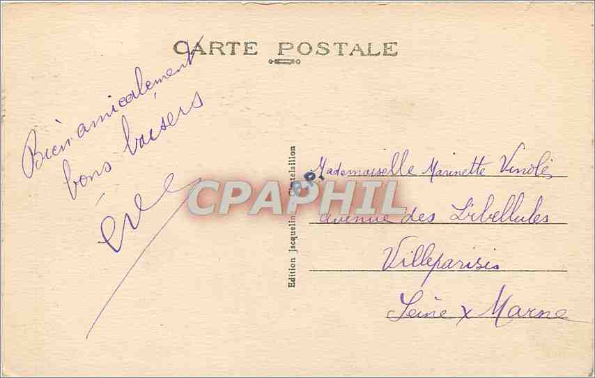 CPA Chatelaillon plage falaise des Boucholeurs — Back