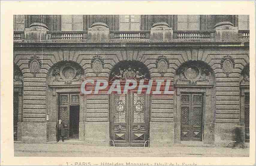 CPA Paris hotel MonnaiesDetail d ela fcade