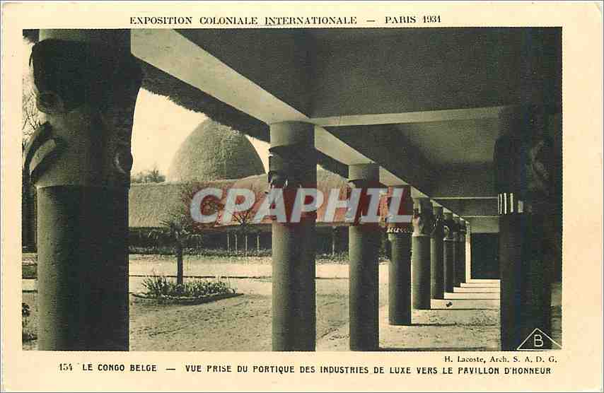 CPA Le congo belge vue prise du portique des industries de luxe vers le pavillon d' honneur Expositi