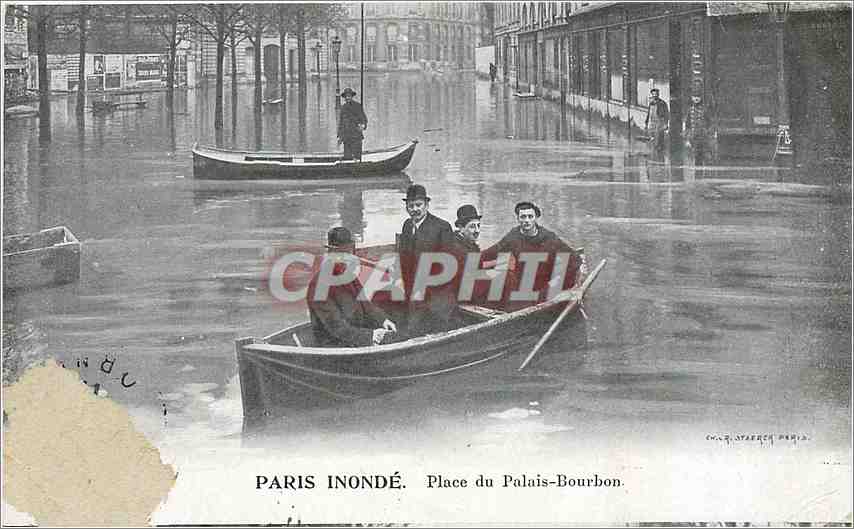 CPA Paris inonde place du palais Bourbon