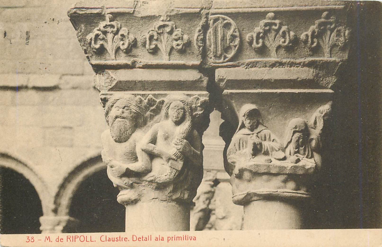 CPA M de Ripoll Claustre Detil a la primitiva