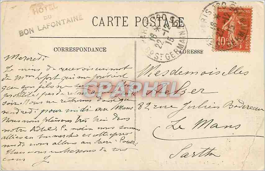 CPA Paris place de la republique — Rückseite
