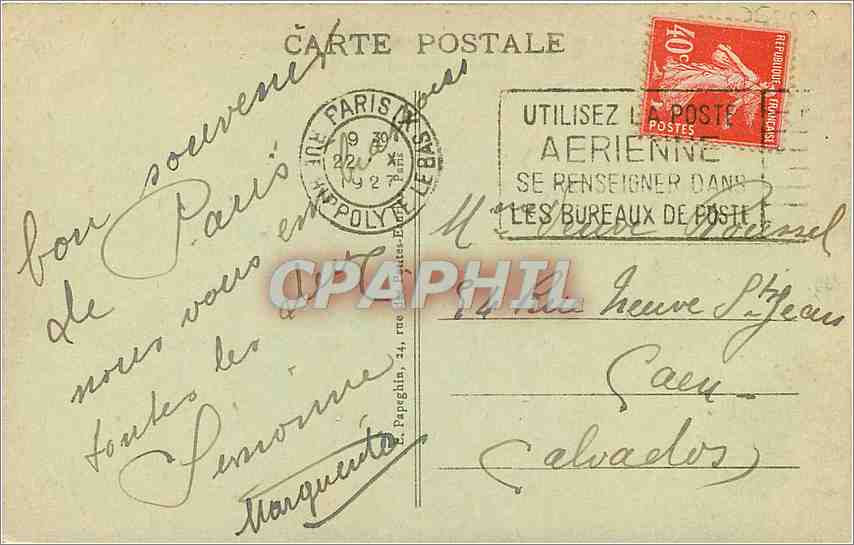 CPA Paris la place de a republique te l hotel — Rückseite