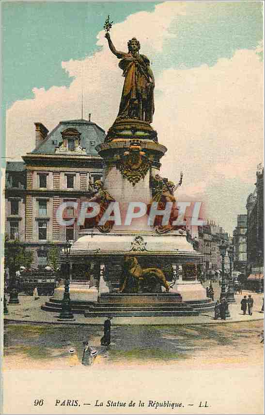 CPA Paris la statue de la republique
