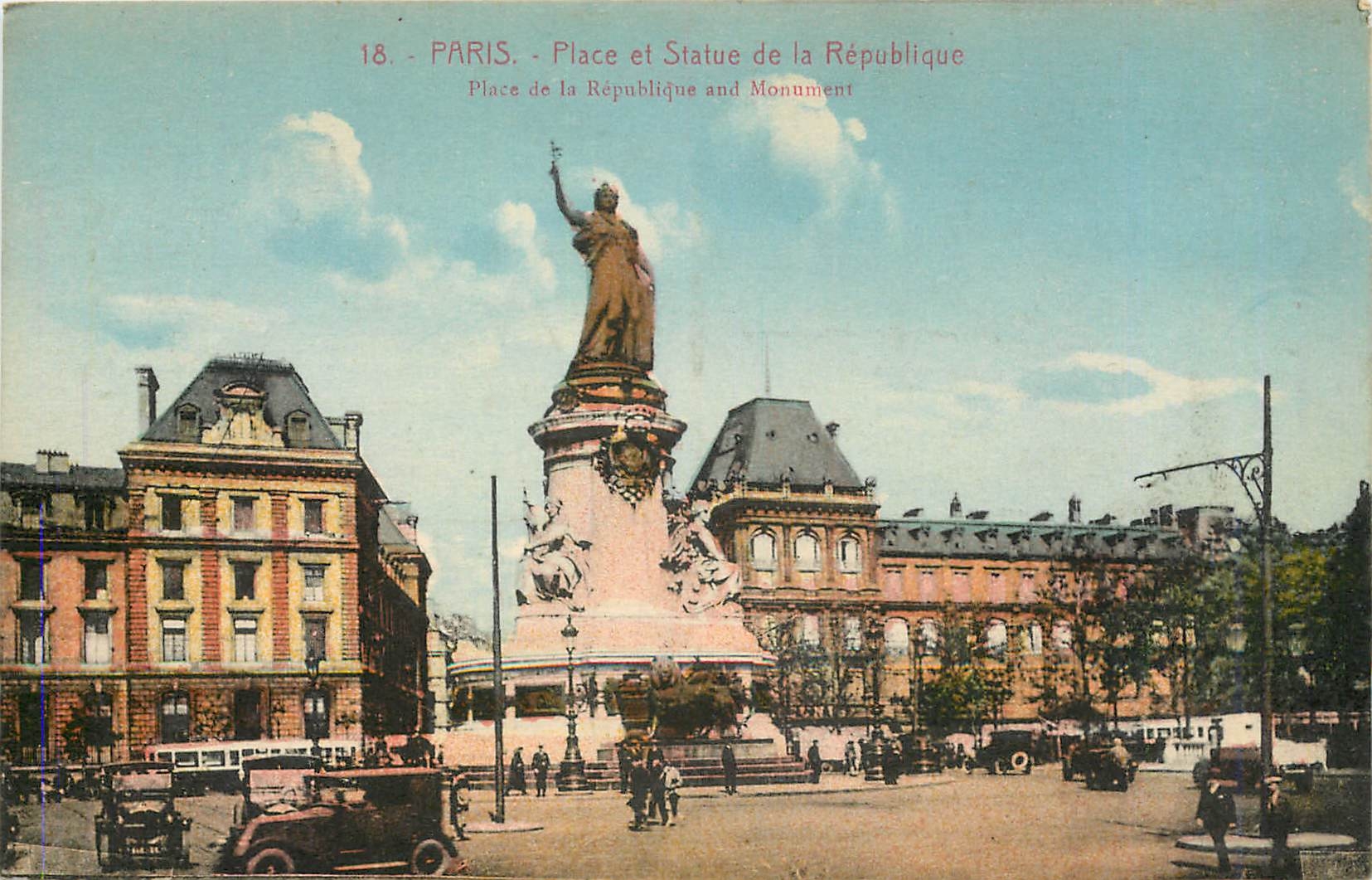 CPA Paris place et Statue de la republique
