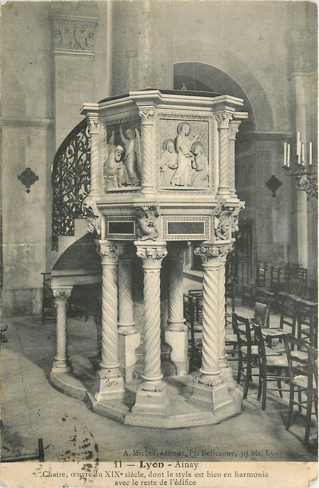 CPA Lyon ainay Chaire oeuvre du XIX e siecle don’t le style est bien en harmonie avce le reste de l'