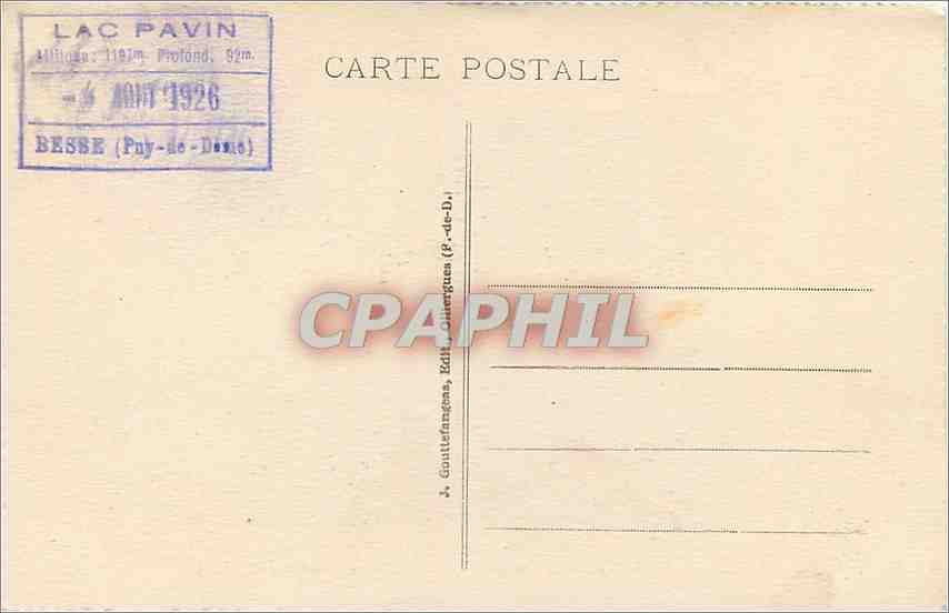 CPA Emvirons du Mont dore le lac Pavin — Verso