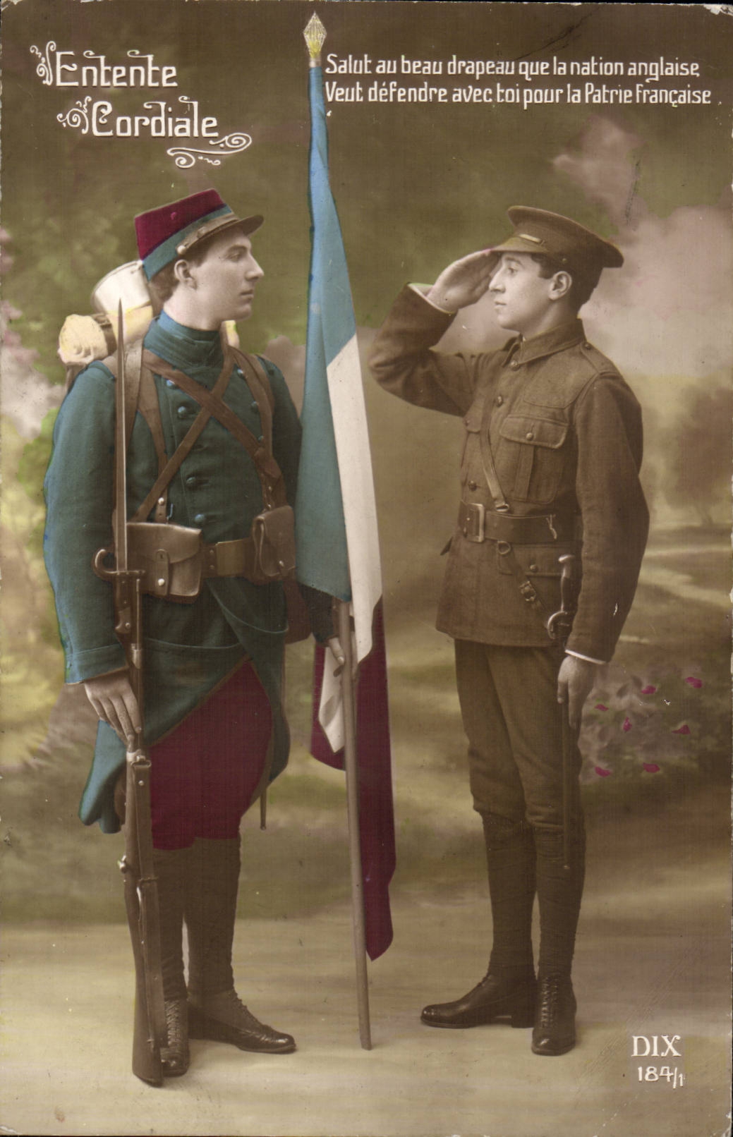 CPA LSAlut au beau drapeau que la nation anglaise Patriotique Militaria Anglais Francais