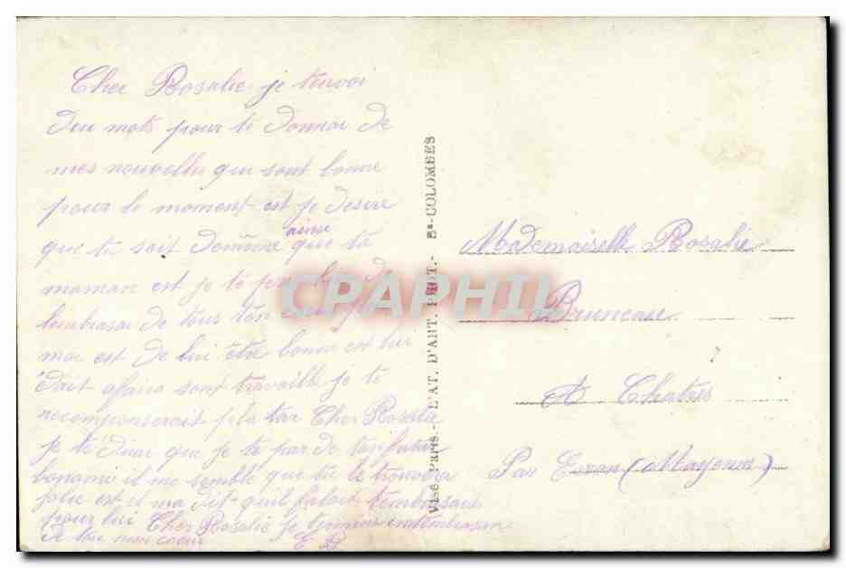 CPA Je veux me battre pour la France (drapeau enfant) Patriotique Militaria Anglais Francais — Verso