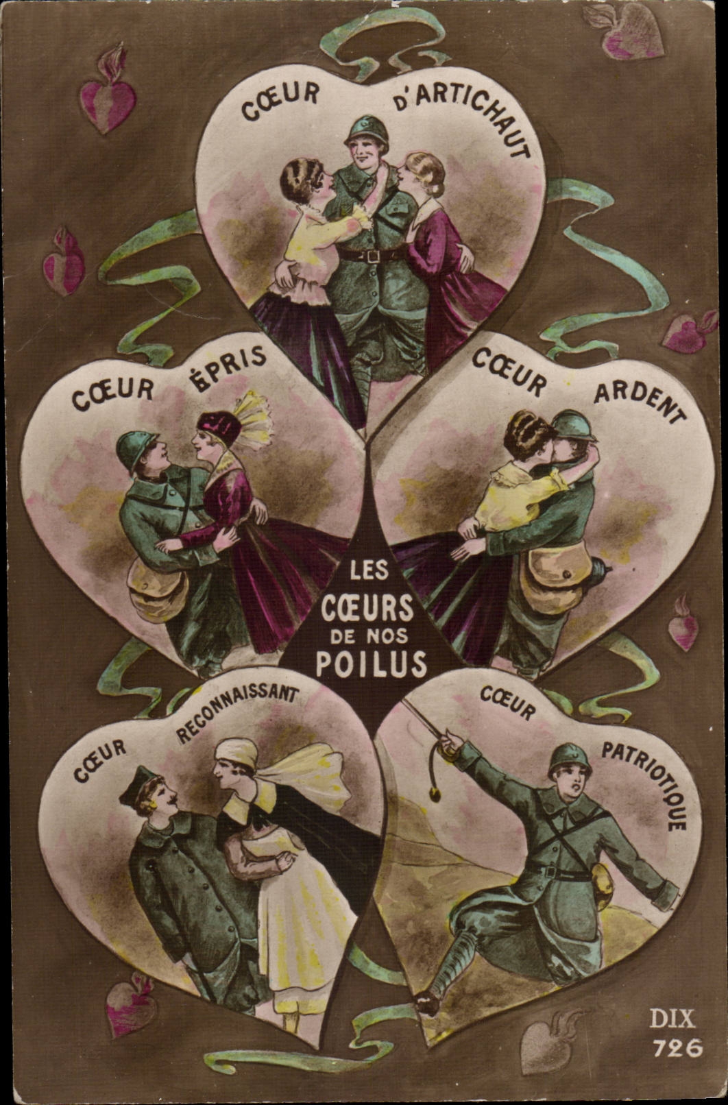 CPA Les coeurs de nos poilus Guerre Militaria patriotique Amour Humour