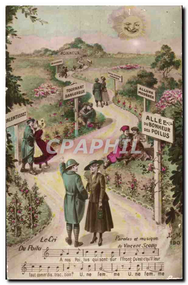CPA Le cri du poilu paroles et musique Vincent Scotto Guerre Militaria patriotique Amour Humour