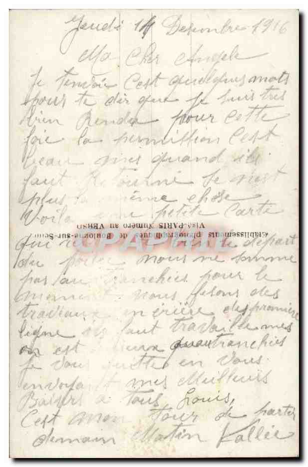 Fantaisie CPA Le poilu a laisse a chacun son petit souvenir Militaria — Verso