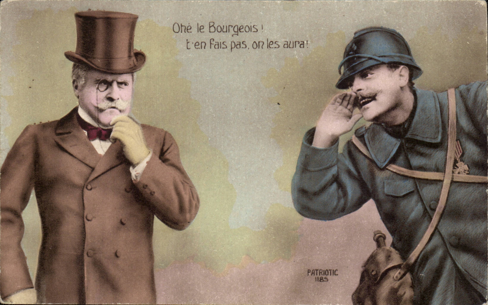 CPA Ohe le bourgeaois t'en fais pas on les aura Militaria Haut de forme chapeau