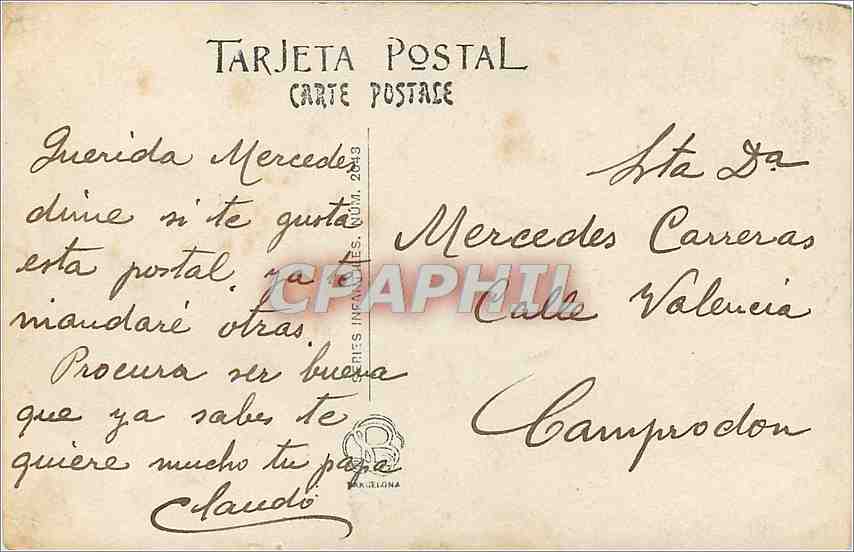 CPA Ay pageseta traydora si fuges de qui t'adora no tindras de Deu perdo  Folklore — Verso