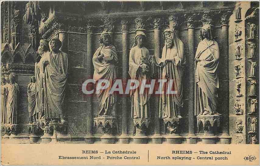 CPA Reims La Cathedrale Ebrassement Nord Porche Central 