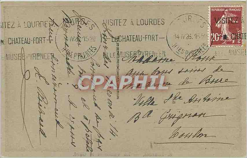 CPA Lourdes La Vallee et le Gave  — Verso