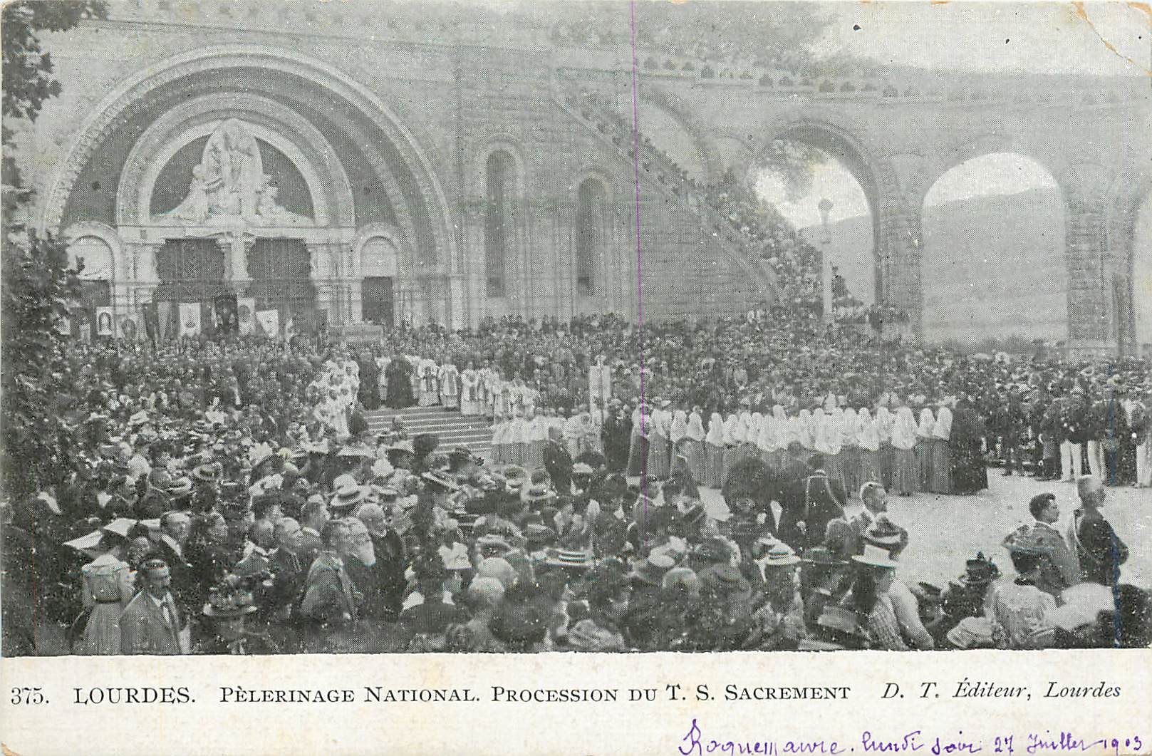 CPA Lourdes Pelerinage National Procession du TS Sacrement 