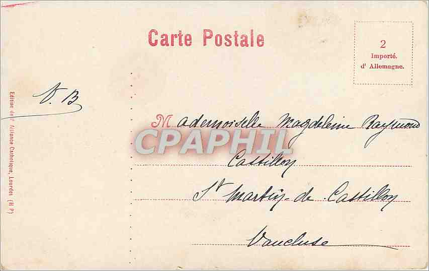 CPA La Grotte et la Basilique de ND de Lourdes  — Verso