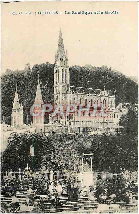CPA Lourdes La Basilique et la Grotte 