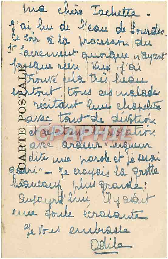 CPA Lourdes La Basilique et la Grotte  — Verso