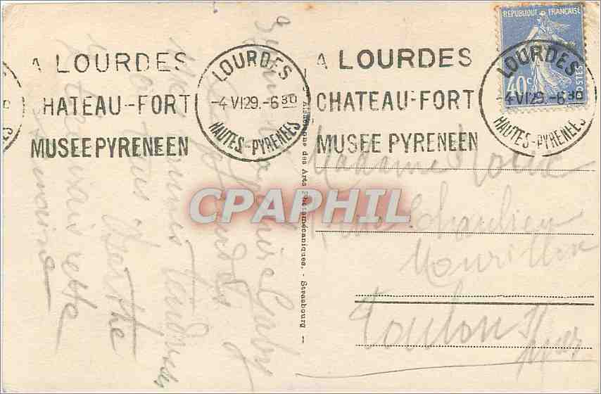 CPA Lourdes La Basilique et le Gave  — Verso
