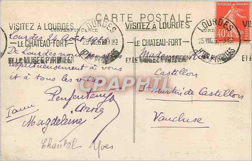 CPA Les Pyrenees Lourdes La Grotte  — Rückseite