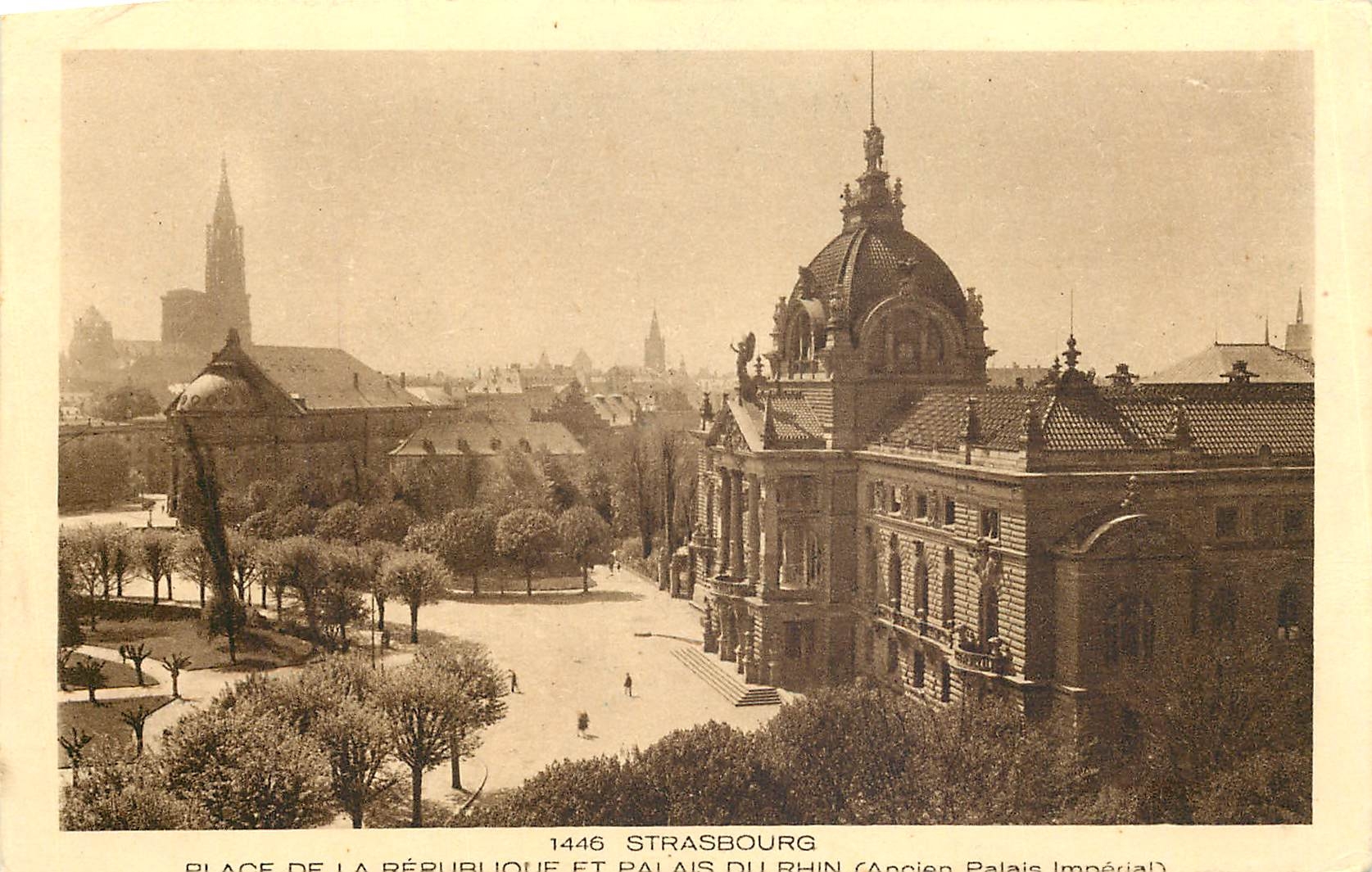 CPA Strasbourg Place de la Republique et Palais du Rhin 