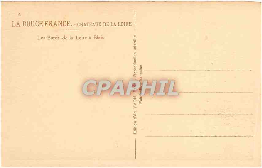 CPA Chateaux de la Loire Les Bords de la Loire a Blois  — Verso