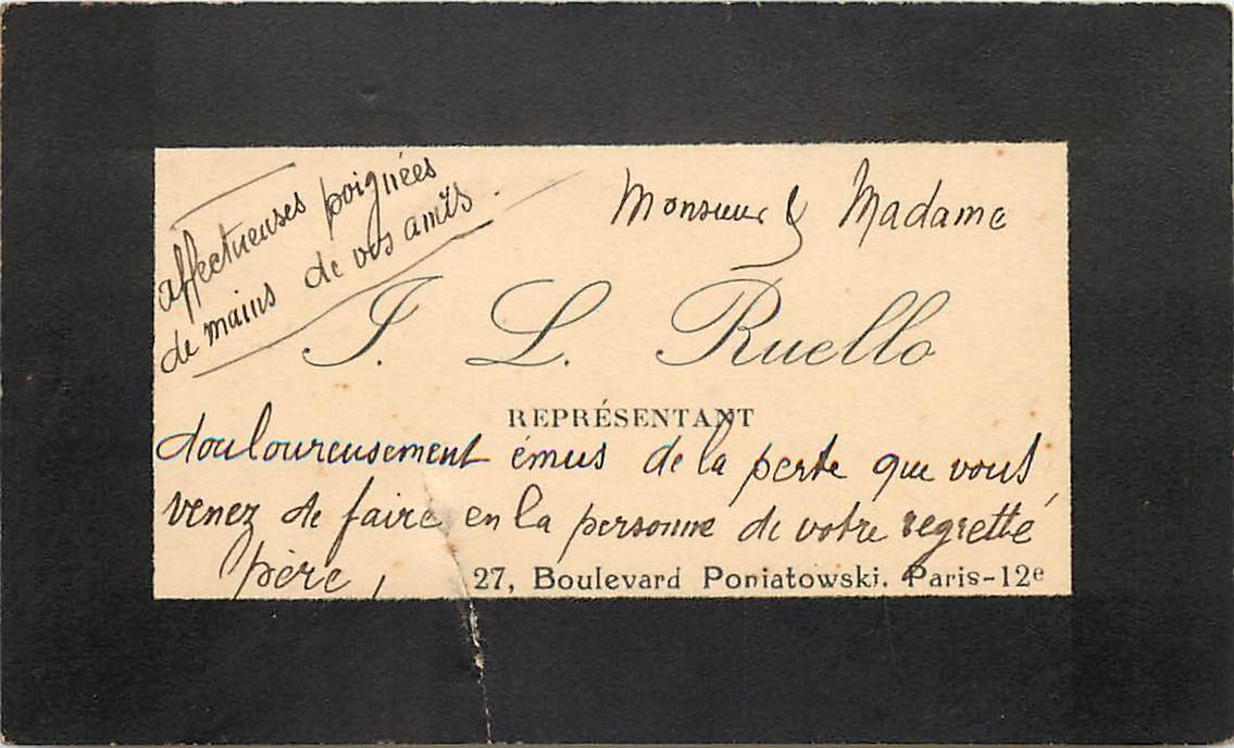 Carte de visite Boulevard Poniatowski Paris 