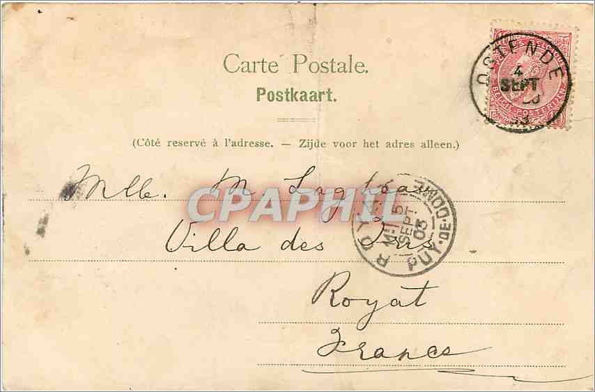 CPA Ostende La Gare  — Rückseite