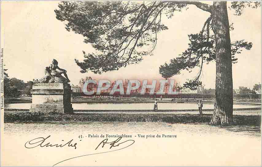 Palais de Fontainebleau — Vue prise du Parterre — éditeur Thibault, éditeur, Fontainebleau