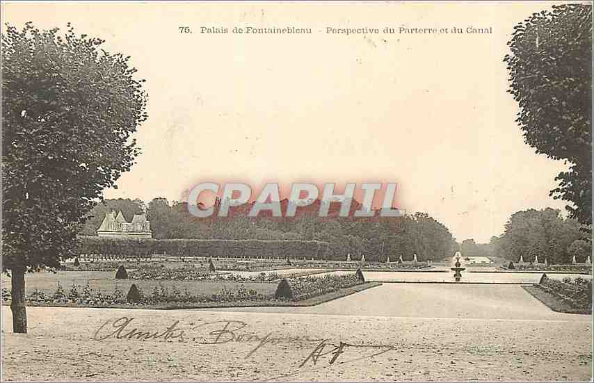 Palais de Fontainebleau — Perspective du Parterre et du Canal — éditeur Clément Bourgoin, n°75