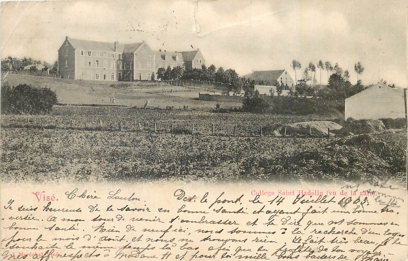 CPA Vise College Saint Hadeliu vu de la gare 