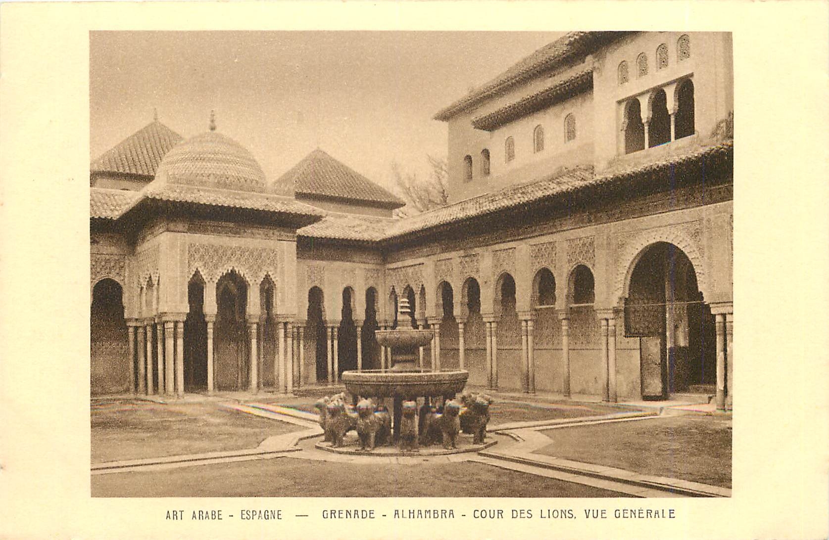 CPA Espagne Grenade Alhambra Cour des Lions Vue Generale 