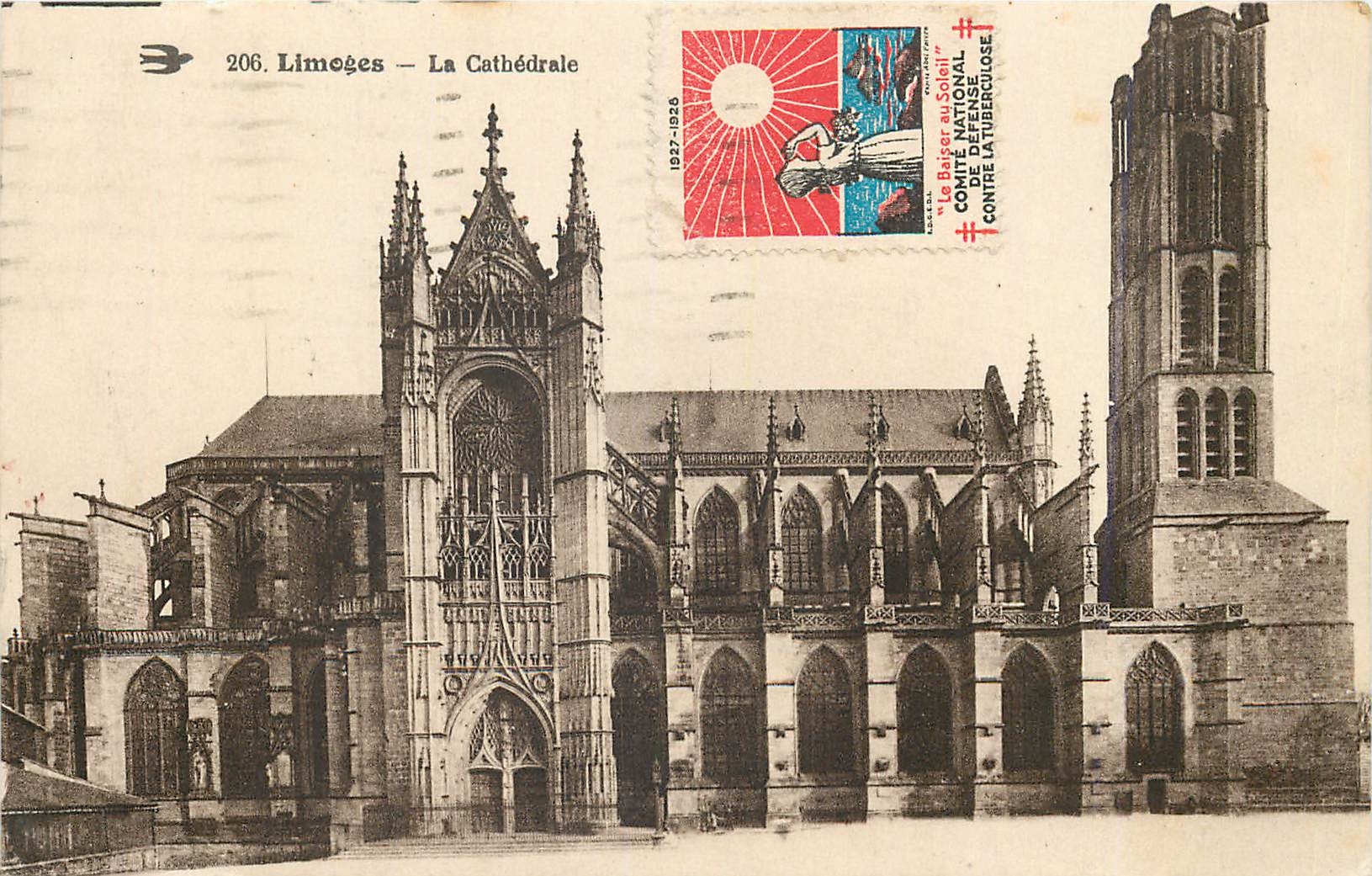 CPA Limoges La Cathedrale Vignette Tuberculose