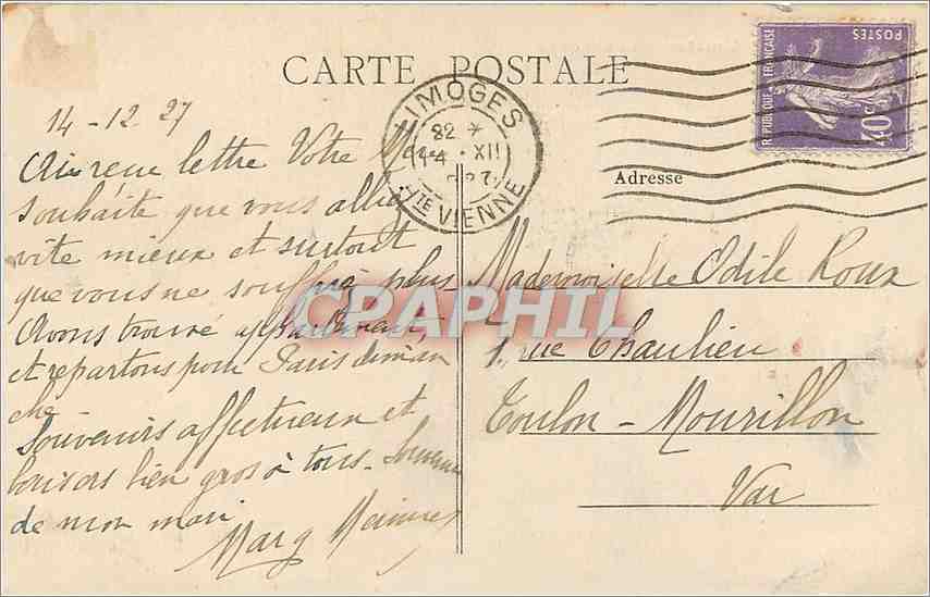 CPA Limoges La Cathedrale Vignette Tuberculose — Rückseite