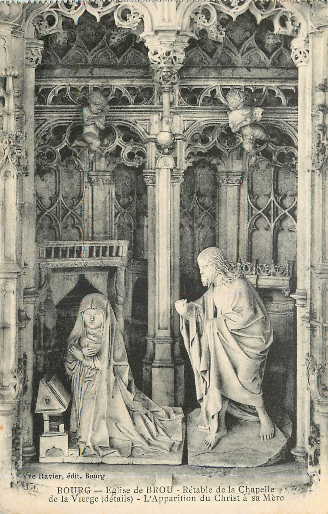 CPA Bourg Eglise de Brou Retable de la Chapelle de la Vierge L'Apparition du Christ a sa Mere 