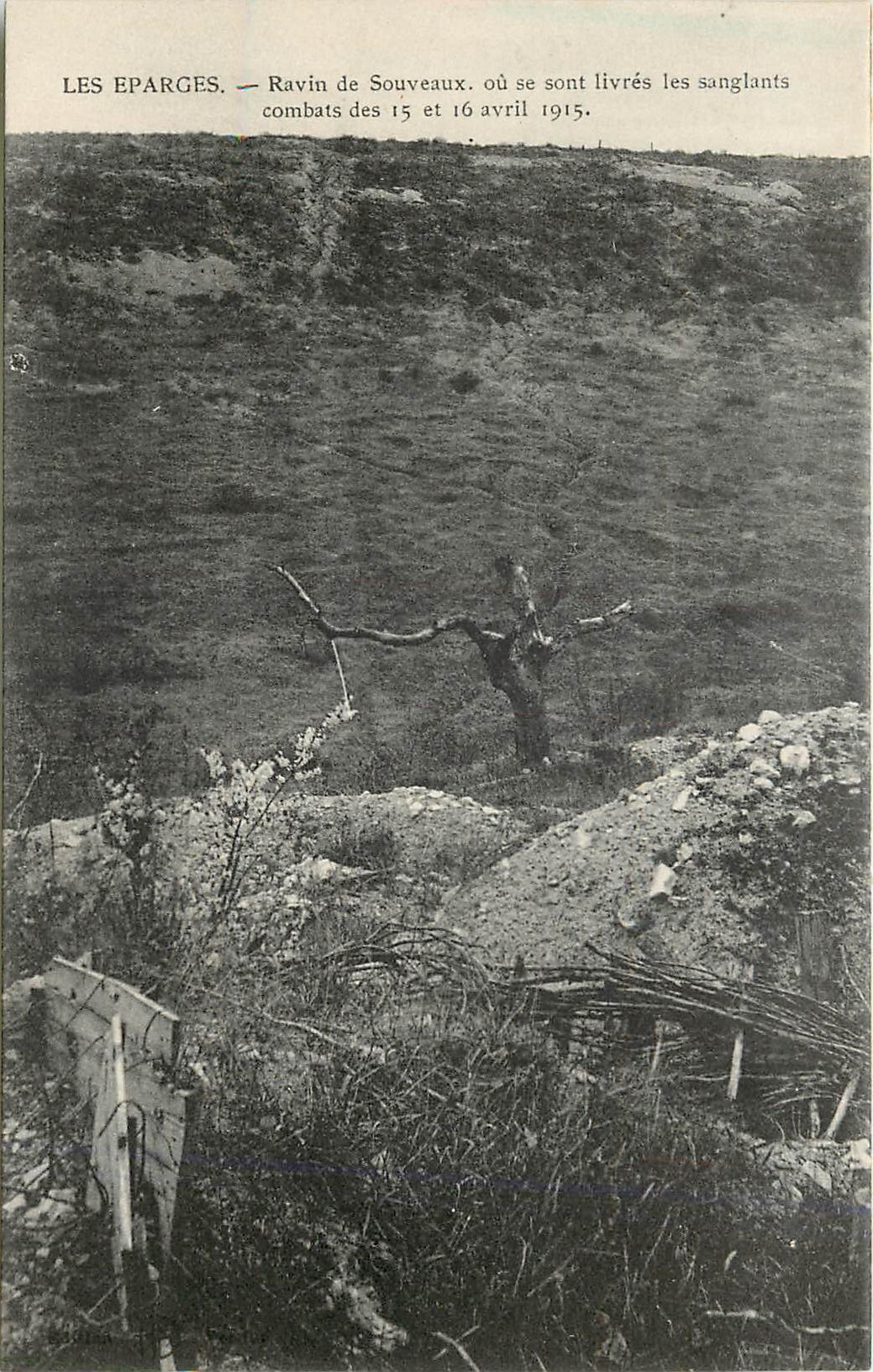 CPA Les Eparges Ravin de Souveaux ou se sont livres les sanglants combats des 15 et 16 avril 1915 