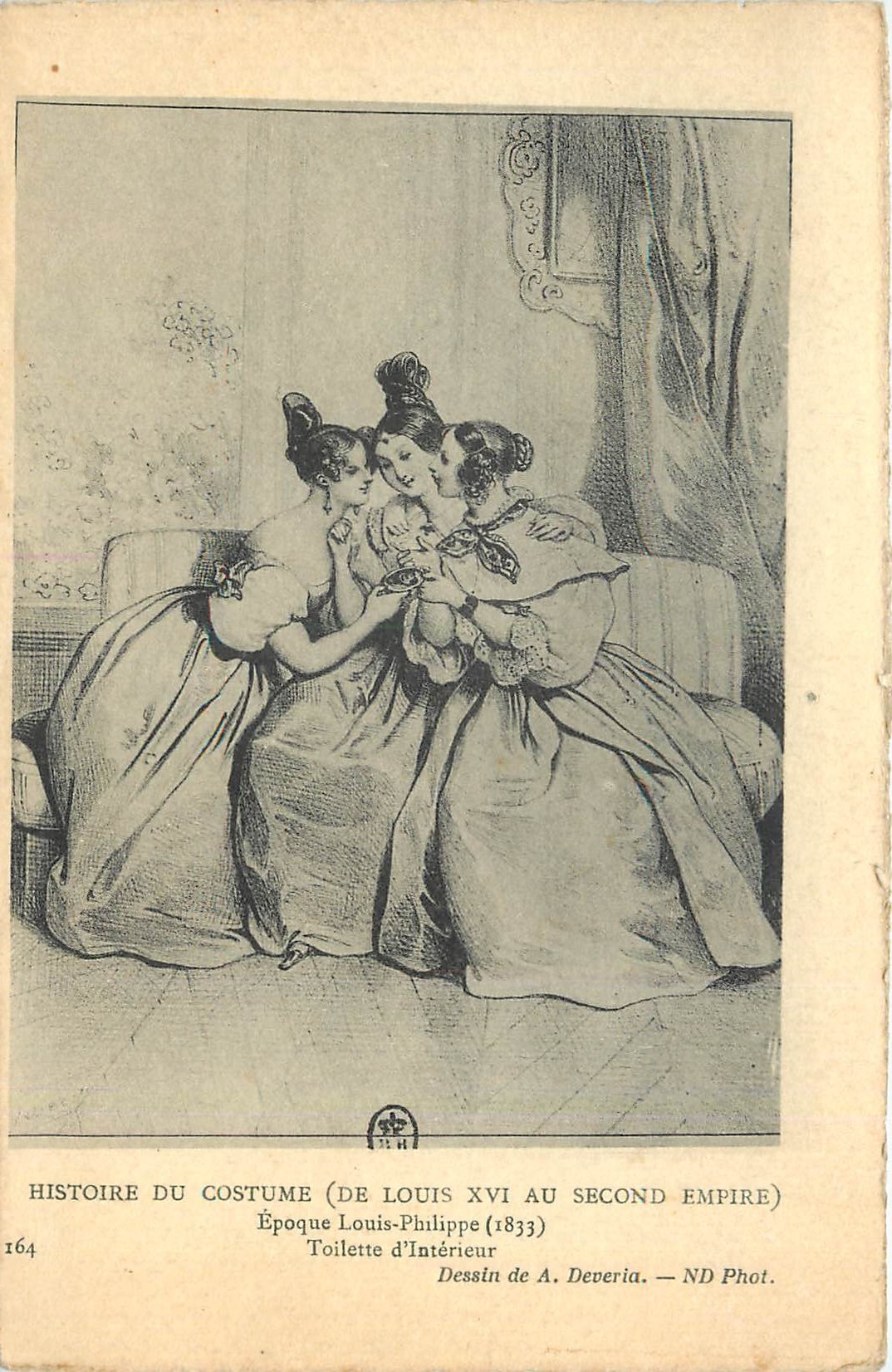 CPA Histoire du Costume Epoque Louis Philippe Toilette d'Interieur 