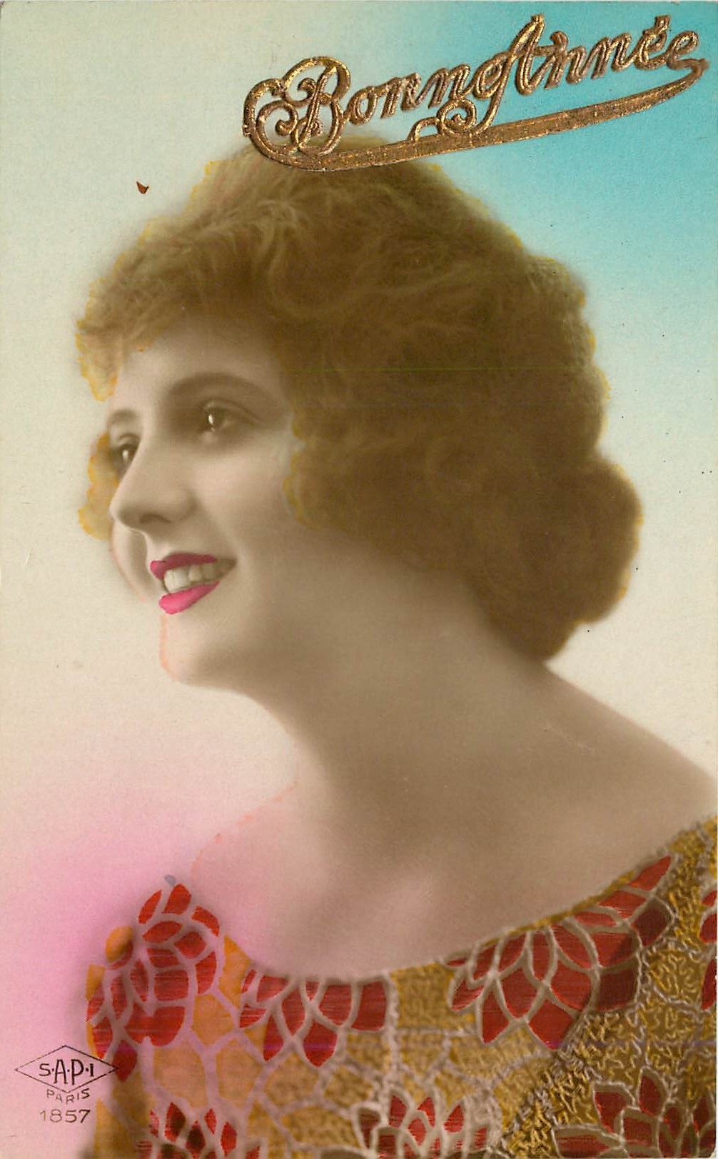 CPA Bonne Annee FEmme