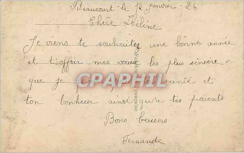 CPA Bonne Annee FEmme — Rückseite