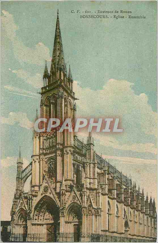 CPA Environs de Rouen Bonsecours Eglise Ensemble 