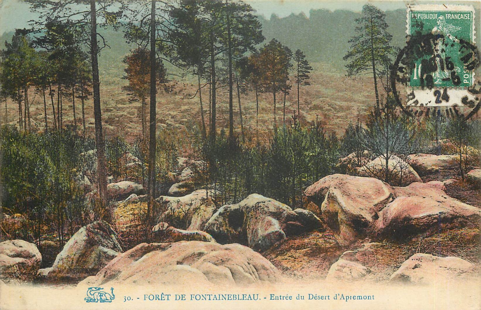 Forêt de Fontainebleau — Eingang zum Désert d'Apriemont — unbekannter Verlag, Nr. 30