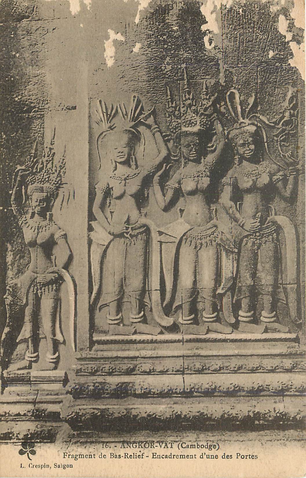 CPA Angkor Vat Cambodge Fragment de Bas Relief Encadrement d'une des Portes 