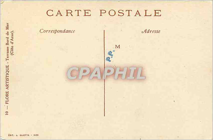 CPA Flore Artistique Terrasse Bord de Mer Cote d'Azur  — Verso