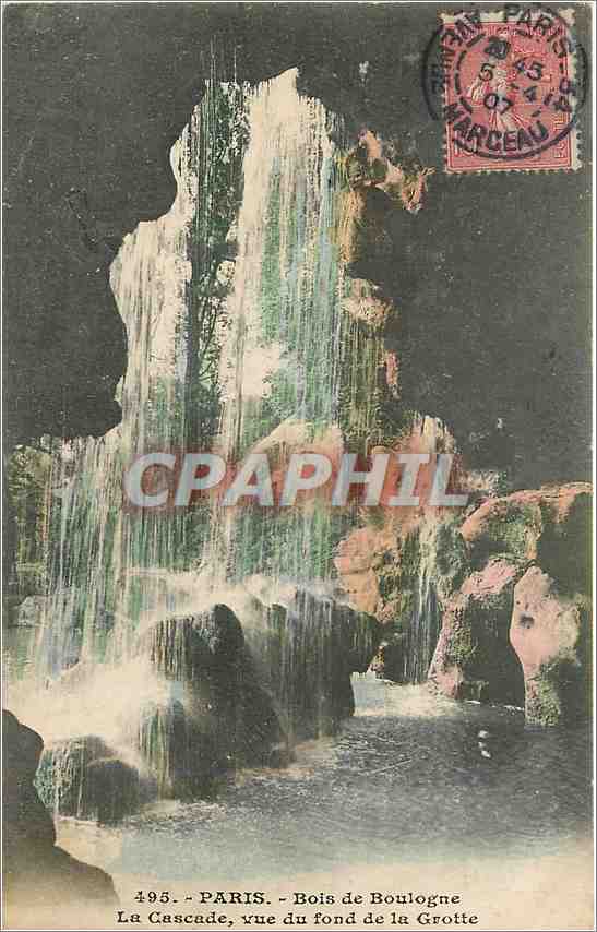 CPA Paris Bois de Boulogne La Cascade vue du fond de la Grotte 